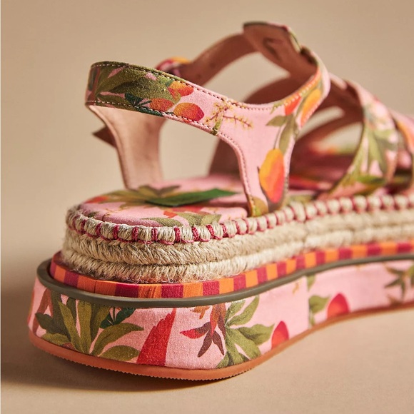 Farm Rio Mango Trees Platform Espadrille Sandals 8/39 - Picture 3 of 11